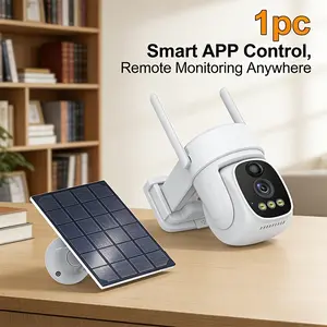 2K Solar-Powered Security Camera Outdoor Wireless Model, Battery Powered 2.4G/5G WiFi Home Surveillance Camera Supports CCTV Monitoring, Color Night Vision, Spotlight Alarm, PIR Motion Detection