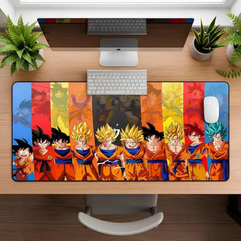 DBZ Mouse Pad, Goku Evolution Desk Mat, DBZ Anime Gaming Mouse Pad, Super Saiyan Keyboard Mat, Large Gamer Desk Pad