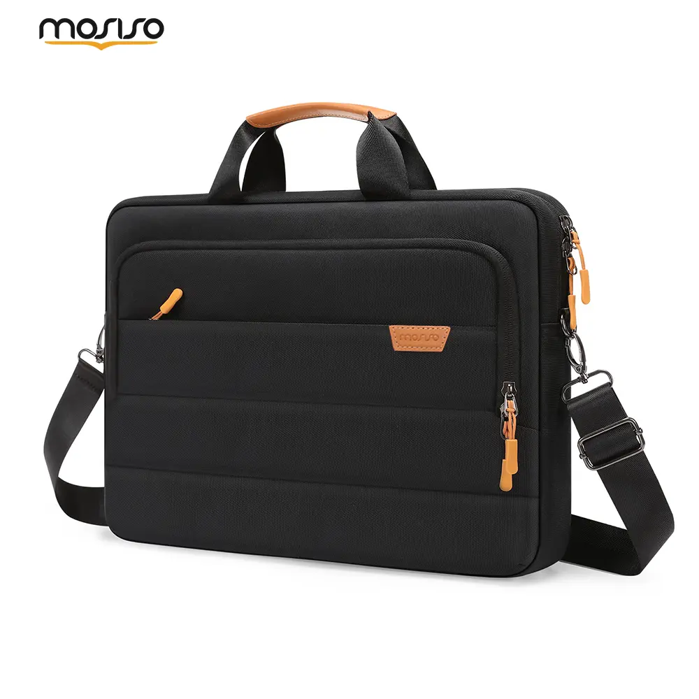MOSISO 16 in Tech Laptop Bag, Business Work Messenger Briefcase with Shoulder Strap, Large-Capacity Multi-Pocket Computer Bag for Office Travel, Black, Tech Laptop Bags
