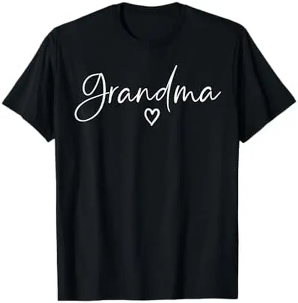 Women's Fitted 100% Cotton Grandma T-Shirt, Heart Design - Cute Mother’s Day Gifts for Women