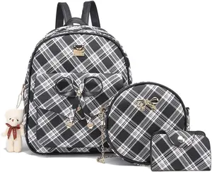 Cute Leather Mini Backpack Purse for Women Bowknot Small Backpack for Girls  Rucksack Ladies  Bag 3 count