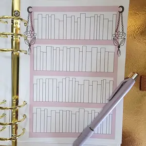 #3 Pink Bookshelf Coloring Insert, Book Tracking Journaling Accessory for Budget Binders Notebooks, Office Stationery Supplies, Book Binder Accessory