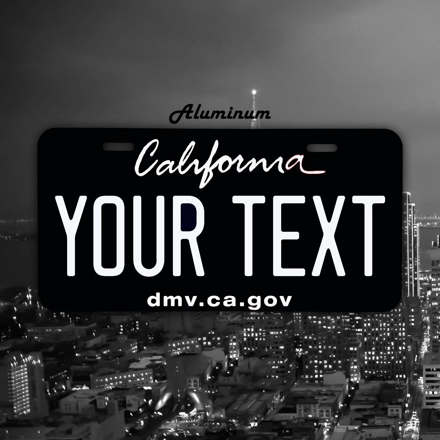 Customizable Blackout CA License Plate, 12x6 California Durable Thick Aluminum Rust-Proof UV-Resistant Outdoor Protective Vehicle Exterior Decor Tag