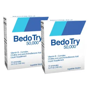 Bedo Try 50,000 Liquid Vitamin B Complex with B12, Folic Acid, Biotin & Choline - 20 Orange Flavor Ampoules - Complejo B Líquido - Supports Energy Metabolism & Daily Wellness for Adults