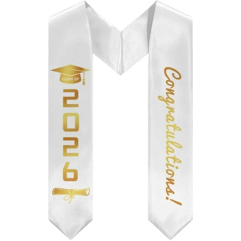 EastJia Made in USA Class of 2026 Graduation Cap & Stole Set, Elegant Polyester Sash, Reusable Washable Ceremony Accessory, Class of 2026 Gift, Festive Party Decor, Class Of 2026 Gifts