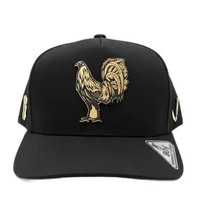 Gallo Fino Hat - Black with Gold Rooster Adjustable Snapback Cap for Men and Women