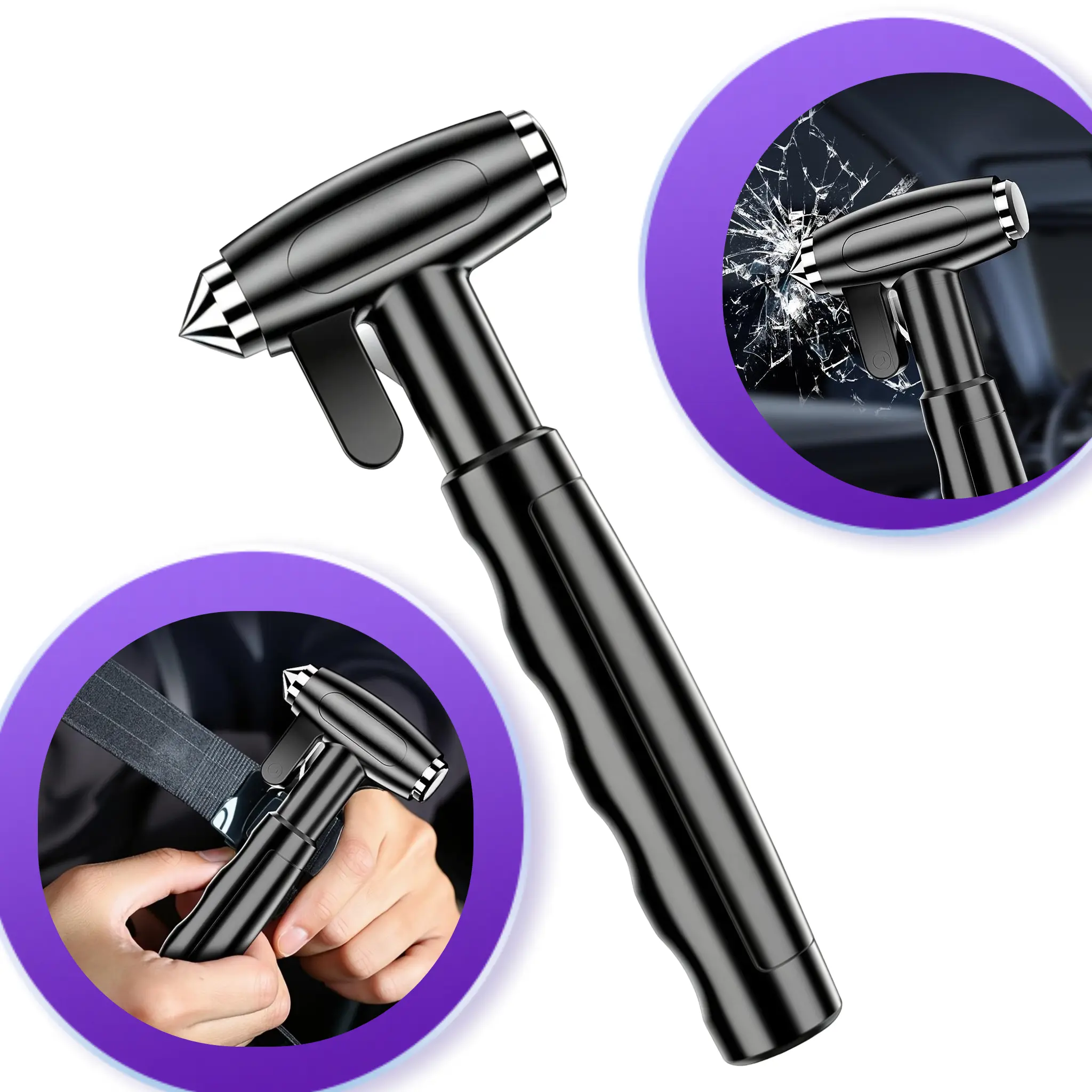 Automotive 3-in-1 Car Accessories Emergency Escape Tool - Safety Hammer with Window Breaker, Seat Belt Cutter | Ideal Family Safety Gift for Car Emergency Kits