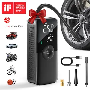 Tire Inflator Portable Air Compressor, 160PSI Cordless Air Pump for Car Tires, 6X Faster Inflation Air Compressor with Tire Gauge Pressure, Tire Pump with LED for Car, Motorcycle, Bicycle and Ball，Awarded the iF Design Award and Red Dot Design Award. aire