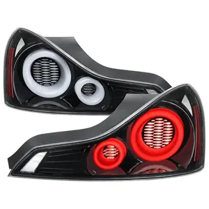 2008-2013 G37 / 2014-2015 Q60 Coupe / Convertible LED Tail Lights w/ Switchback Sequential Turn Signals (Jet Black Housing / Clear Lens)