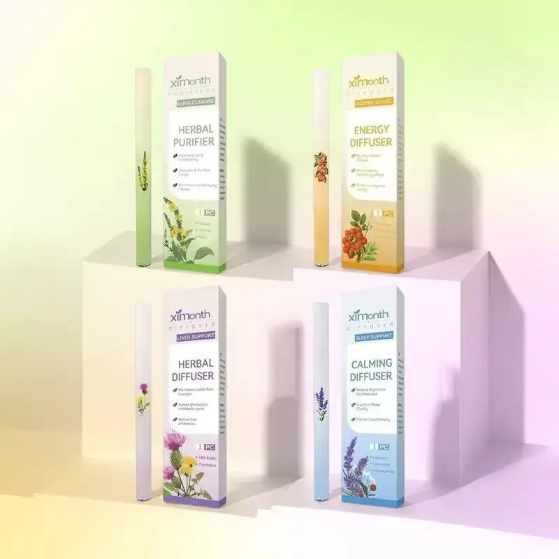 {Flash Sale 3   box}[4 in 1]Ximonth 4 flavors Herbal Diffuser Set with Mullein Thyme & Mint Extracts for Lung Cleanse Sleep Support 600 Uses Natural Remedies for Wellness