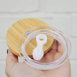 Clear Dishwasher Safe or Bamboo Lid for 16oz Glass Can Cup Drinkware