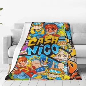 Cash and Nico Cartoon Gaming Duo Throw Blanket Comic Style Plush Blanket Soft Lightweight Cozy Flannel Blankets for Couch Sofa Bedding Gifts
