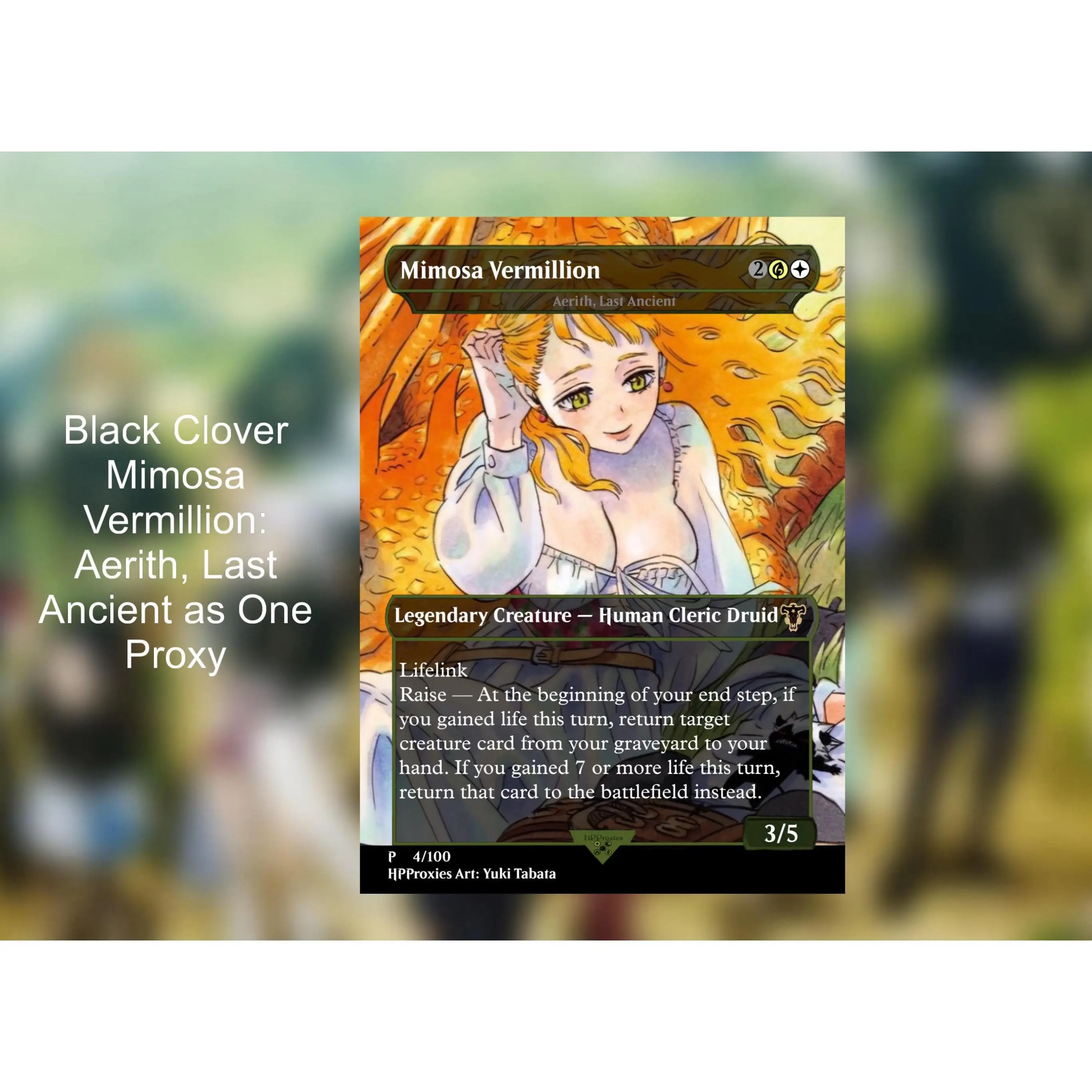 Mimosa Vermillion: Aerith, Last Ancient Black Clover Commander Proxy