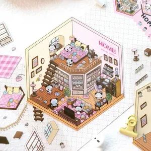 3D Effect Dollhouse Design Sticker, 15pcs/set Creative Stereo Scrapbooking Sticker, DIY Decorative Sticker for Scrapbooking, Journaling, Gift Wrapping, Adhesive Stickers