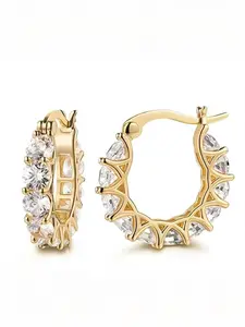 Women's sparkly gold-plated earrings, stylish and casual for all seasons.