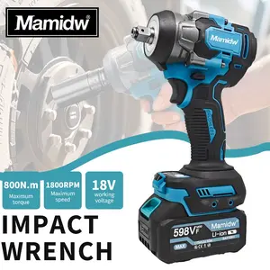 18V Brushless Impact Wrench Electric Screwdriver 800N.M High Torque With LED Light Ring For Car Nut Removal Home Renovation Tools