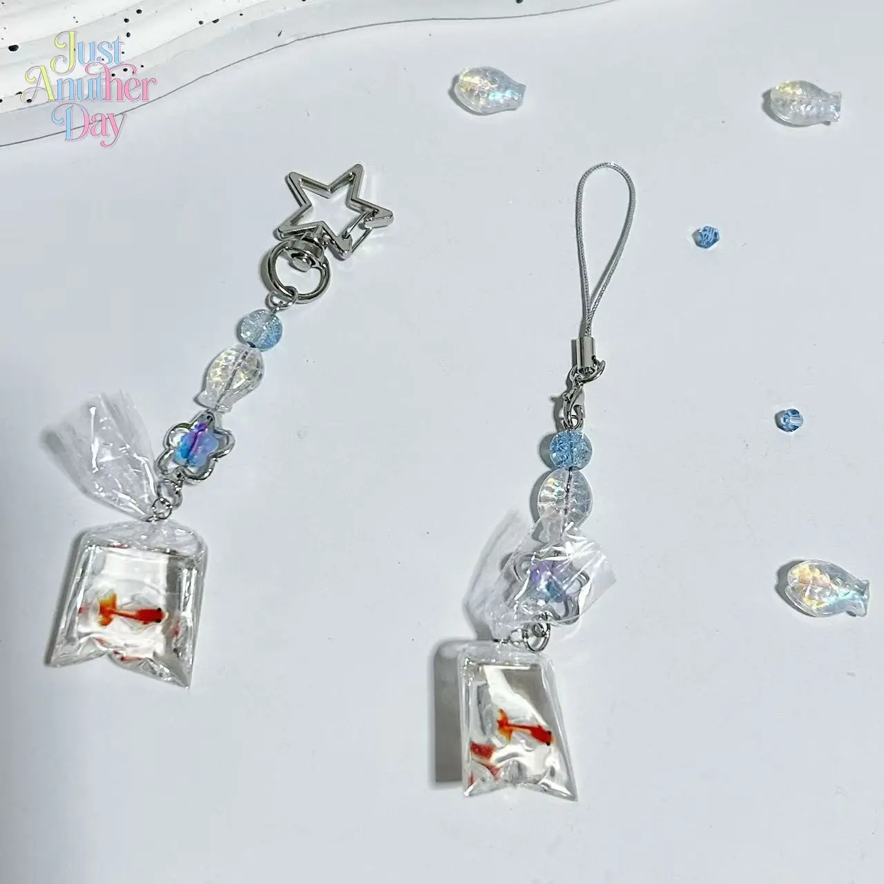 2PCS Resin Goldfish Keychain Charms, Cute Simulation Fish Pendant, Versatile Hanging Ornaments for Phones, Bags & Headphones, Unique Aesthetic Accessories