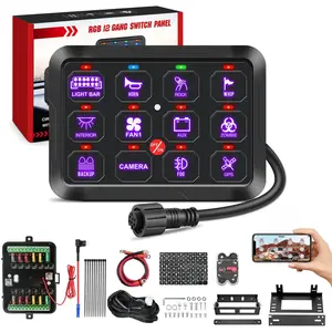 Nilight 12-Gang Switch Panel, 12V-24V Universal Circuit Control Relay System with RGB Backlight, APP-Controlled Fuse Wiring Harness, Automatic Dimmable LED Switches for Car, Pickup Truck, LED Lights Car Ambient Lighting