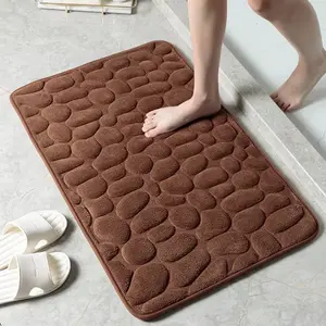 Cobblestone Embossed Bathroom Bath Mat Non-Slip Carpets in Wash Basin Bathtub Side Shower Room Floor Rug Doormat Memory Foam Pad Does not apply