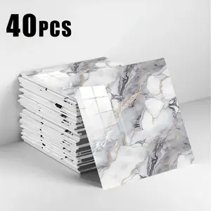 Multi Piece Special Offer -40pcs of Premium Luxury Tile Effect Self-Adhesive Stickers - Waterproof And Moisture-Proof Wall Stickers, Suitable for Kitchen And Bathroom, DIY Combination Assembly, No Residue Decoration Marble