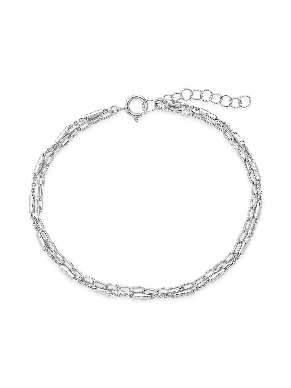 Sterling Silver Delicate 2 Layer Chain Bracelet
