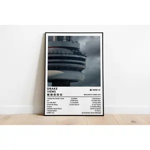 [ MUSIC POSTER UNFRAMED - SALE UP TO 45% ] Drake Views Album Poster, Rap Music Wall Art, Modern Hip Hop Decor, Music Room Poster, Gift for Drake Fans
