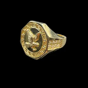 14K GRAND OCTAGON EAGLE RING