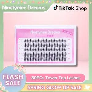 Ninetynine Dreams 80PCs Tower Top Style Lashes | Manhua Anime Douyin Style Semi-Dramatic Lash Clusters 9-13mm C+ Curl, Natural-to-Glam Look, Waterproof, Reusable & Long-Lasting Ultra-Thin Band Beginner Friendly DIY False Eyelashes Clusters