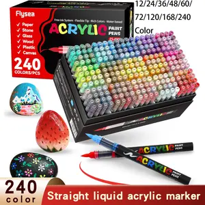 Automatic Ink Control Acrylic Paint Soft Brush Markers Set, Acrylic Paint Pens, Acrylic Art Kit, Waterproof & High Saturation, Ideal for Wood, Metal, Plastic, Canvas, Fabric, Glass, Ceramic, Rock Painting DIY Art Supplies, Artist Supplies