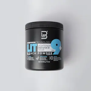 L3VEL3 BondFusion LIT Bleach Powder 9+ Olive Oil Infused with Wheat Protein & Creatine for Professional Hair Lightening Results