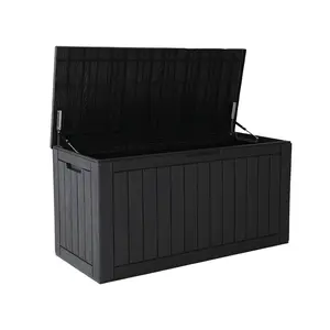 100 Gallon Outdoor Versatile Storage Deck Box, Lockable Lid & Multi-Use Outdoor Storage Bench