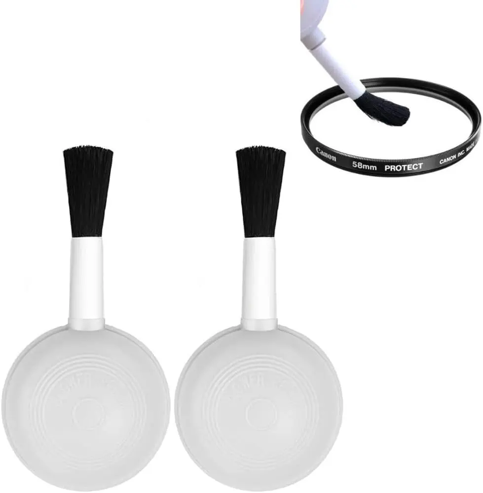 Camera Care Cleaner Kit - 2-Piece Set with Dual-Valve System Air Dust Blower, Soft Brush, Lens Cleaning Cloth for Digital Camera Lenses, LCD Screens, Smartphones, Keyboards, Laptops (for Photographers)