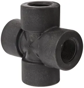 Banjo CR050 Polypropylene Pipe Fitting Cross Schedule 80 1/2" NPT Female Precision Molded Sterilizable with Fiberglass Reinforcement