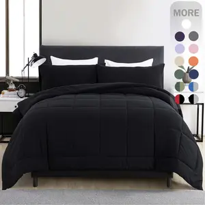 DOWNCOOL 3 PCS Comforter Set(only 2pcs for Twin size) -All Season Soft Bed Set-Down Alternative Comforter with pillowcase, Summer Turn Up,  High Quality Quilting Design Box Stitching Technology