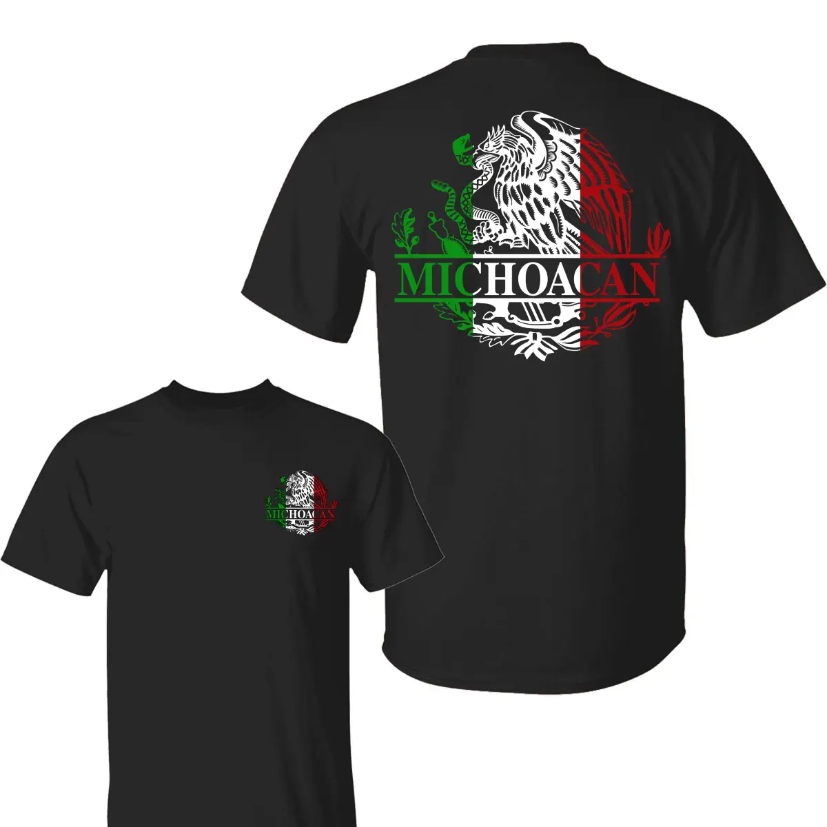 Michoacán Mexico Eagle Emblem Shirt, Mexican Flag Graphic Tee,  Casual Streetwear, For Men, For Women