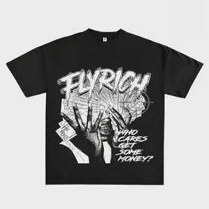 [Graphic T-Shirt] Black Men's Y2K Graphic T-Shirt | "Who Cares About Money?" Bold Print, Casual Short Sleeve Tee for Summer, Round Neck, Machine Washable y2k outfits men