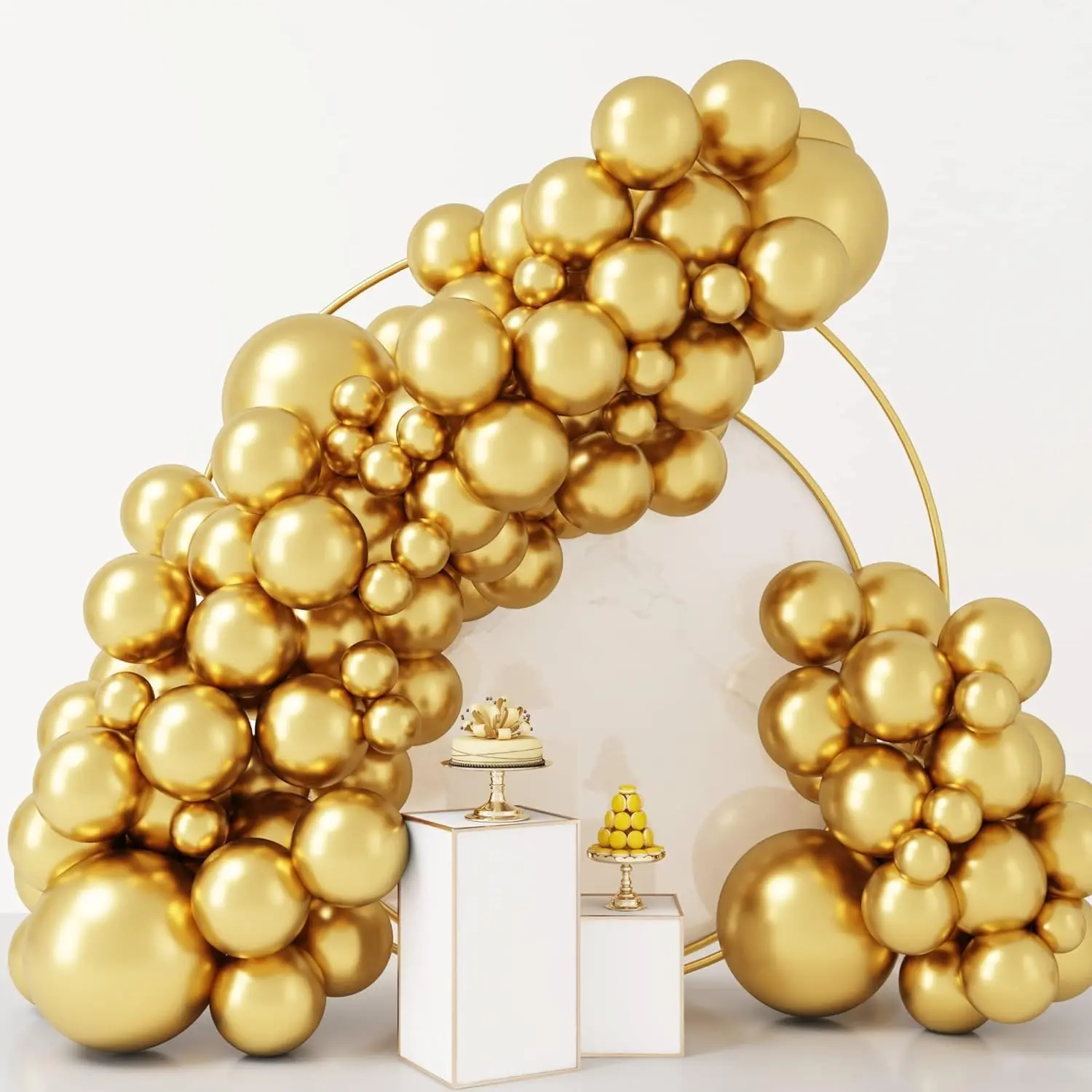 92pcs Metallic Gold Balloons Chrome Gold Balloon Different Sizes 18 12 10 5 Inch Gold Latex Balloons for Happy New Year Decorations 2024 Birthday Party Graduation