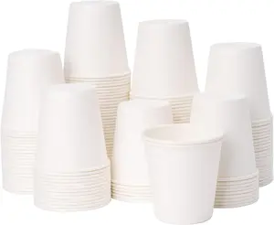 100 Pack 3oz Disposable Paper Cups Leakproof Bathroom Mouthwash Cups Thick Food Safe Mini Drinking Cups for Water Medicine Rinse Travel Office Home Use Hot Cold Beverage Small White Cups Bulk