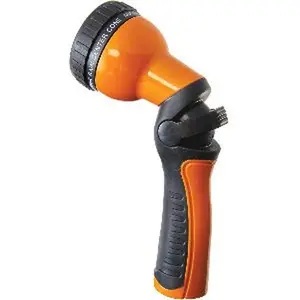 One Touch Revolution 9 Pattern Spray Gun with Thumb Control Water Flow, Perfect for Water Restricted Areas when Watering Plants, Pots, Baskets, Vegetables, Orange