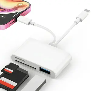 SD Card Reader for iPhone iPad, USB C & Lightning Dual Interface Memory Card Reader, Digital Camera Adapter to iPhone/MacBook/USBC Laptop for SD/TF/Sim Card, Plug & Play, Camera Accessories