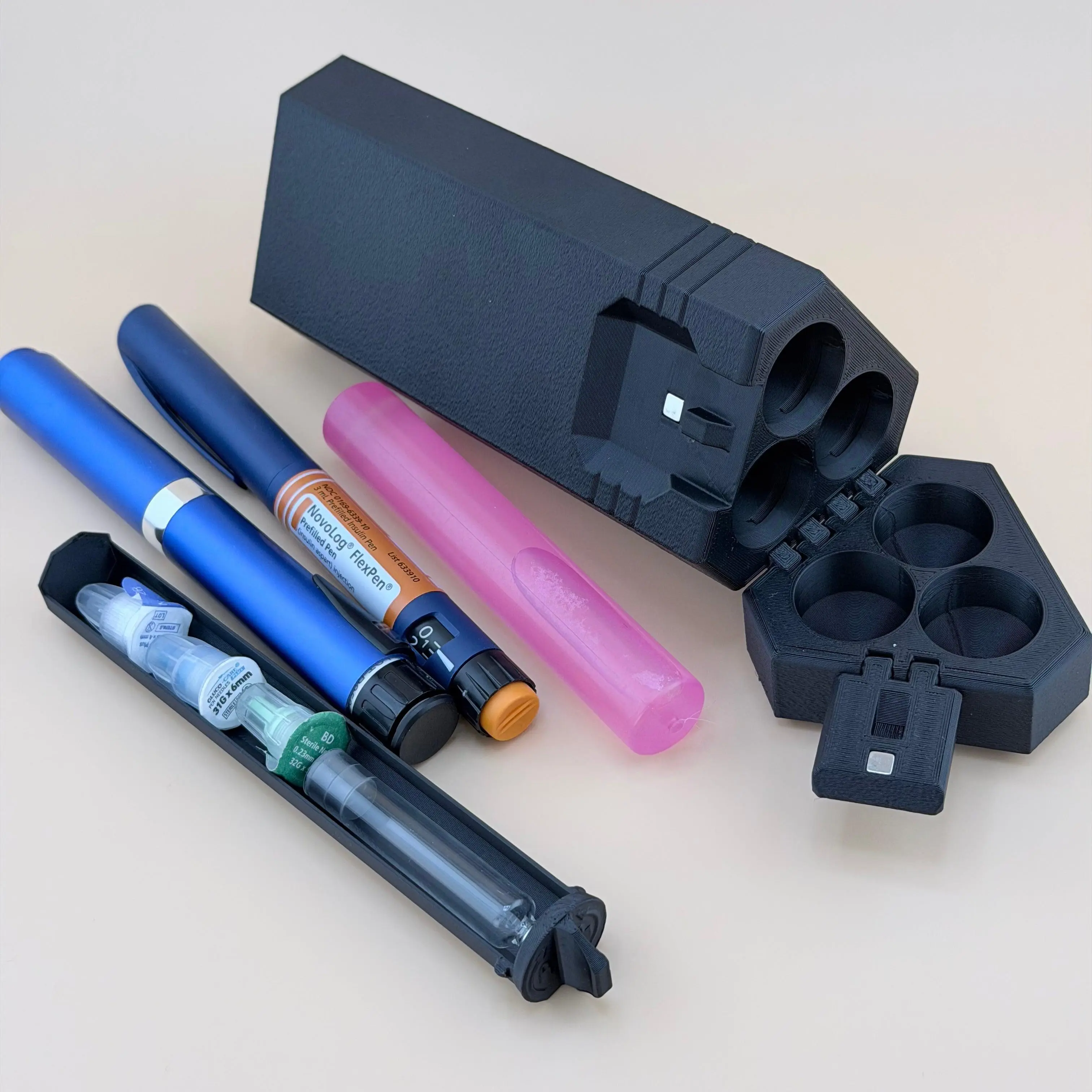 TechPod3 Travel Case - 3 Slot Organizer for Insulin Pens, Peptide Pens, Needle Tips or Ice Packs