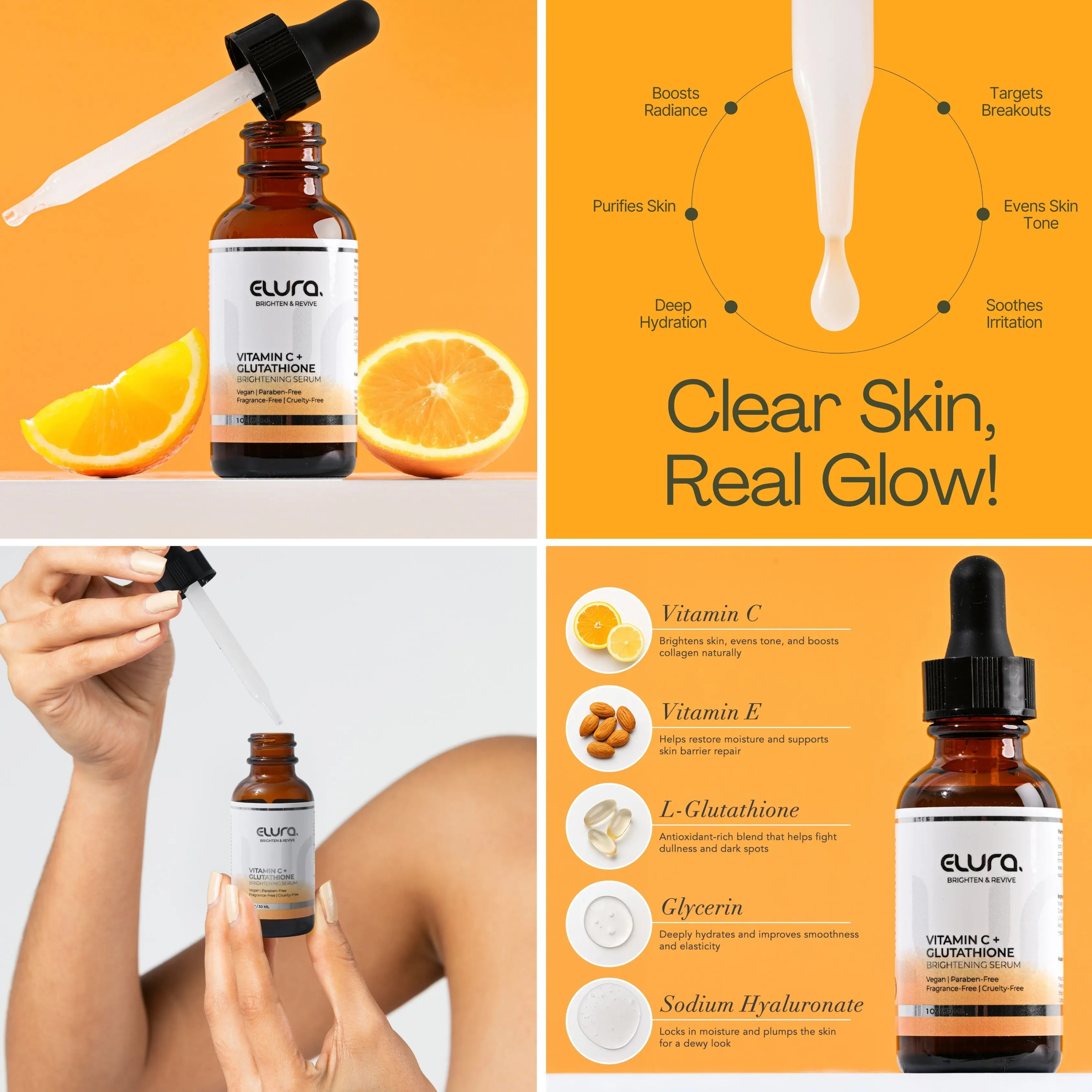 vitamin c serum with glutathione and hyaluronic acid 30ml 15% 1oz. Skin Face | Tri-Blend Formula C Ferulic and to better plump and fill in pesky fine lines Guerniss Raw Glutathione Vitamin C