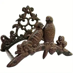 Vintage Rustic Double Bird Hose Rack, Cast Iron Garden Ornaments, Garden Accessories