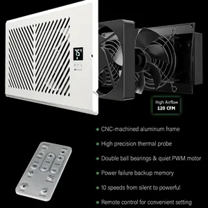 AirBlaze Quiet Register Booster Fan, Smart Vent Booster Fan with Thermostat Control & Remote Control, 10-Speed Control Heating Cooling AC Vent Fan