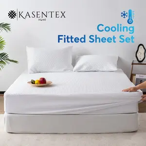 Kasentex Cooling Sheet Set - Ultra Soft OEKO-TEX Certified Hypoallergenic Deep Pocket Fitted Sheet with Pillowcases for Hot Sleepers Twin, Twin XL, Full,Queen, King, California King Size Bed Sheets Sets, Bedding Accessories