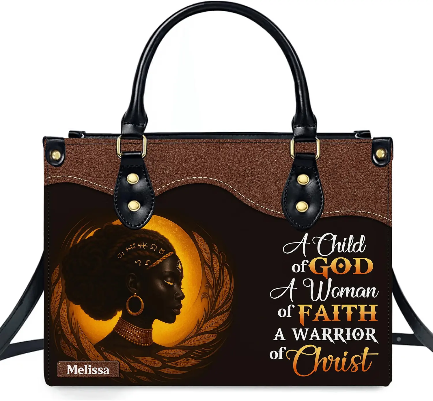 Personalized African American Leather Bag, African Purse, Gifts for Black Girl Women, Black History Handbags, Custom Name Child of God Faith Purse, Christian Handbag for Mom Sister Daughter Birthday Gift