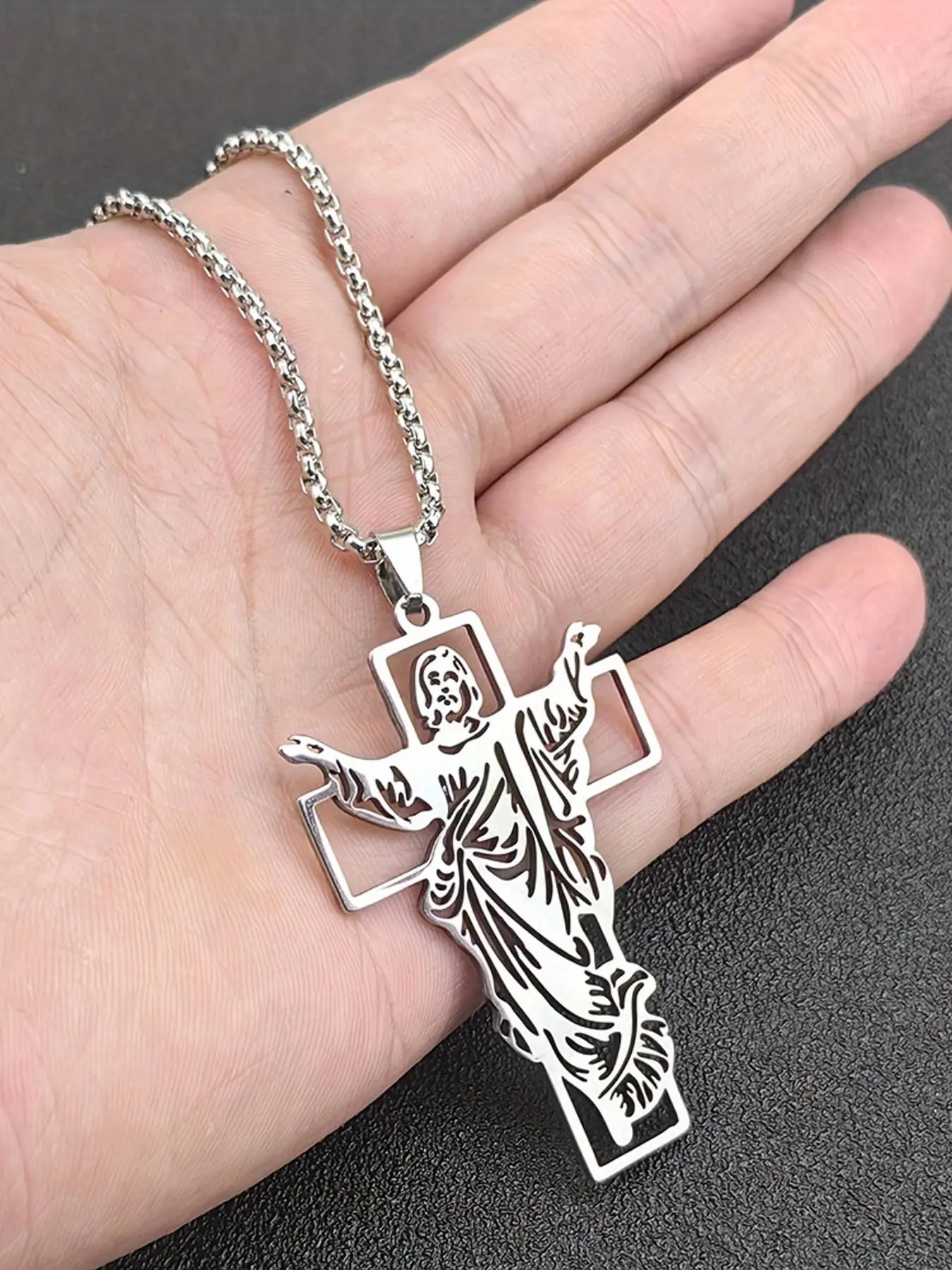 Fashionable Cross Pendant Necklace, Vintage Hip-hop Style Stainless Steel Jewelry for Party, Daily Decor, Trendy All-match & Exquisite Jewelry for Birthday Gift
