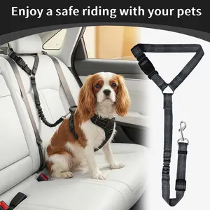 1 PC Dog Seat Belt for Car, Retractable Dog Car Harness – Adjustable Elastic Pet Safety Leash, Heavy-Duty Traction Rope, No Tangle Leash for Secure Travel, Must-Have Accessory for Dog Owners