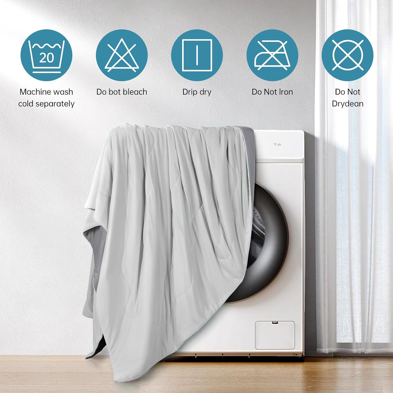 【Summer Sales】Queen Size Cooling Bed Comforter Set, Upgraded Double-Sided Q-MAX 0.45+ - Breathable, Lightweight for Hot Sleepers, Gray, 90x90 in 【Summer Sales】Queen Size Cooling Bed Comforter Set, Upgraded Double-Sided Q-MAX 0.45+ - Breathable, Lightweight for Hot Sleepers, Gray, 90x90 in