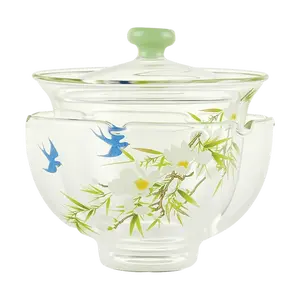 KAWASIMAYA Spring Return Glass Tea Set Heat Resistant Kung Fu Tea Set for One